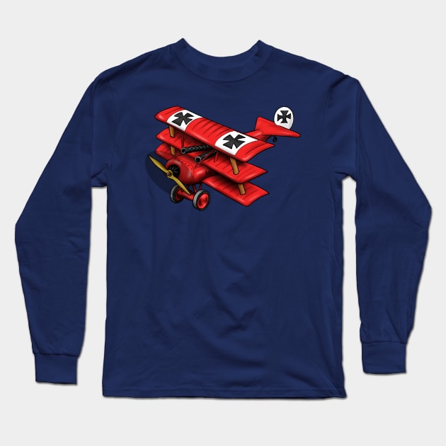 Red Baron of Germany Aircraft Long Sleeve T-Shirt by Funky Aviation